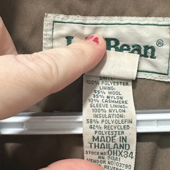 LL Bean Chore Jacket Large Tall Flannel Lined Wool Cashmere Barn Coat Outerwear - Picture 3 of 10